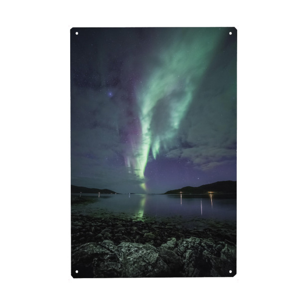 Metall Poster "Nordlichtfjord" artboxONE - Natur