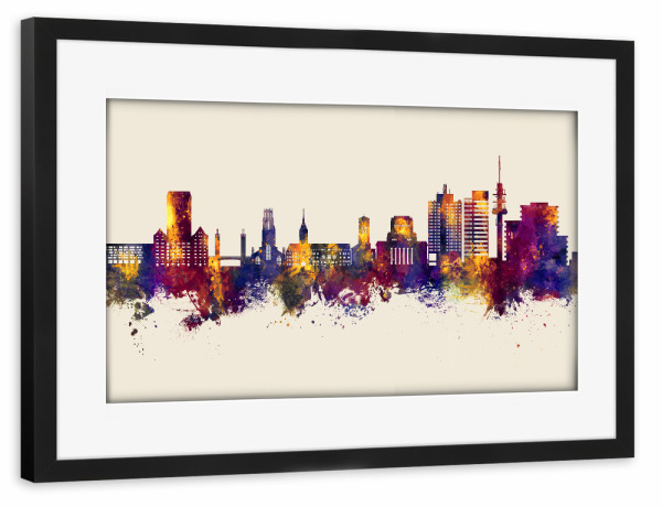Poster mit Rahmen schwarz "Duisburg Germany Skyline Autumn" artboxONE - Städte