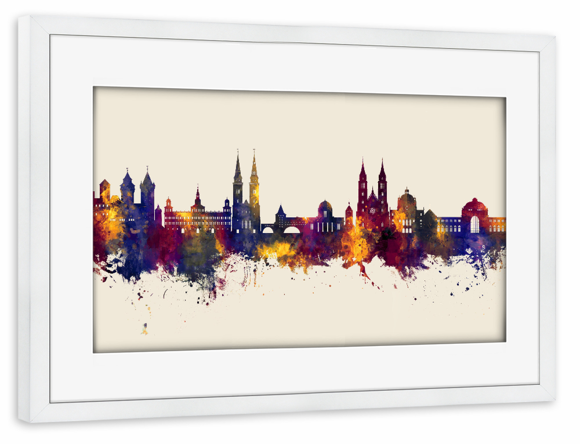 Poster mit Rahmen weiß "Nürnberg Germany Skyline Autumn" artboxONE - Städte