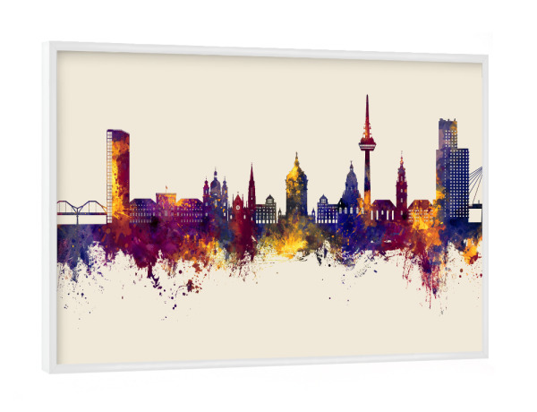 Poster mit weißem Rahmen "Mannheim Germany Skyline Autumn" artboxONE - Städte