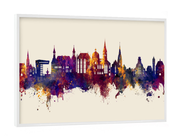 Poster mit weißem Rahmen "Aachen Germany Skyline Autumn" artboxONE - Städte