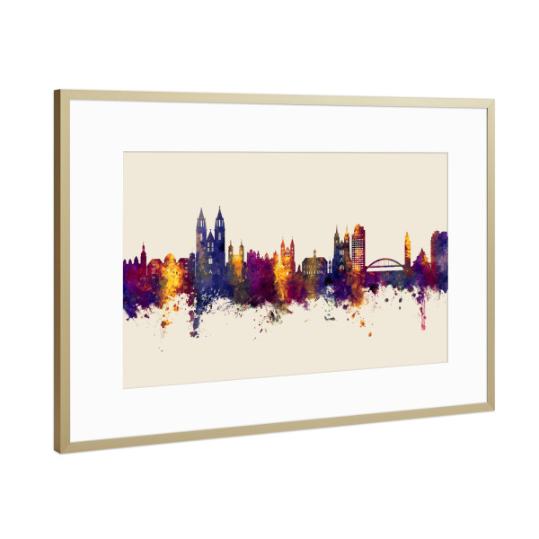 Poster mit Rahmen Gold "Magdeburg Germany Skyline Autumn" artboxONE - Städte