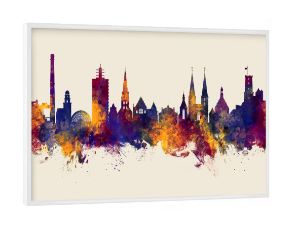 Poster mit weißem Rahmen "Bielefeld Germany Skyline Autumn" artboxONE - Städte