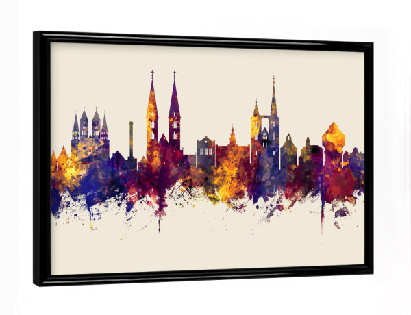 Poster mit schwarzem Rahmen "Halberstadt Skyline Autumn" artboxONE - Städte