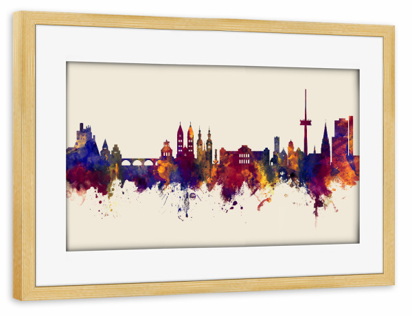 Poster mit Rahmen kiefer "Koblenz Germany Skyline Autumn" artboxONE - Städte