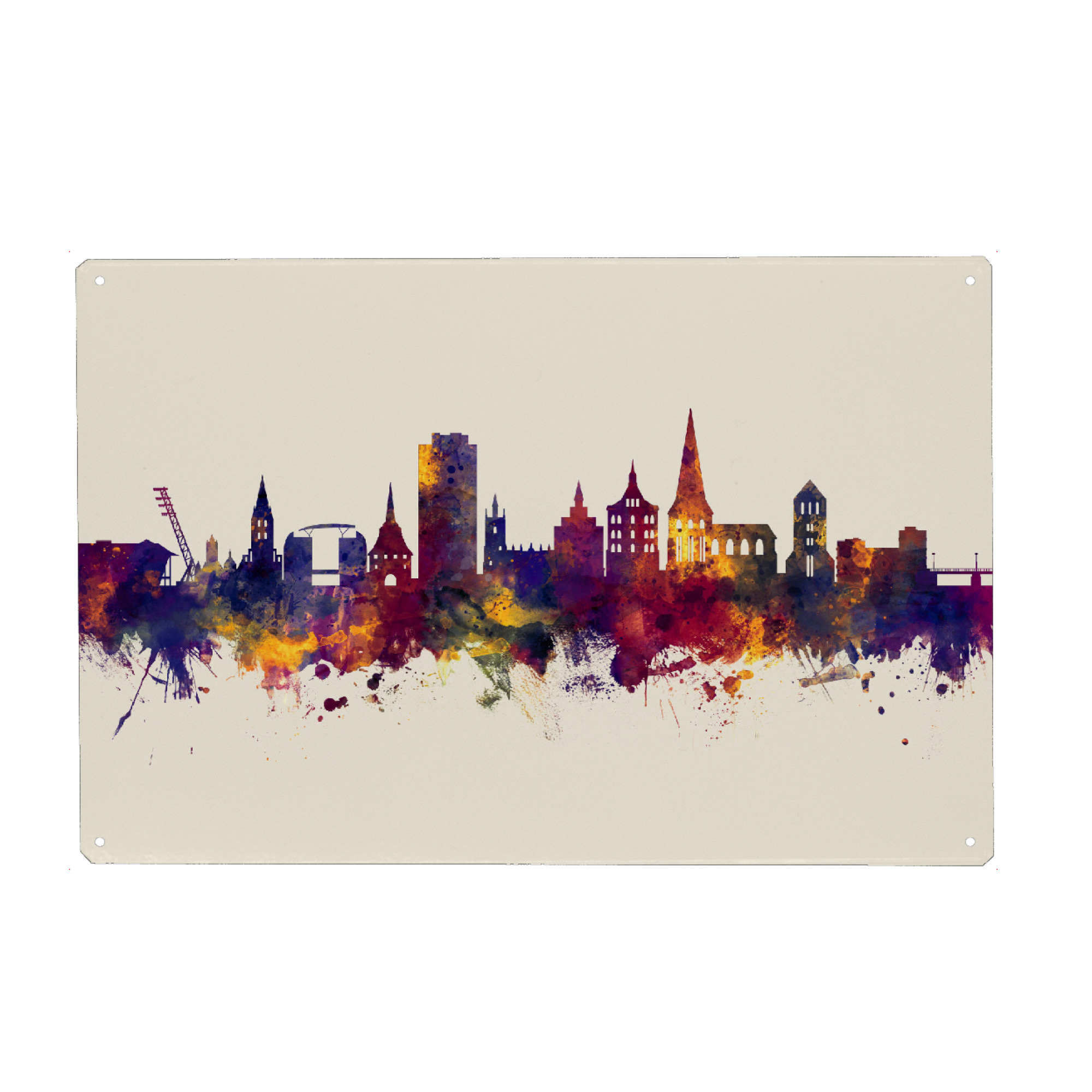 Holzbild "Rostock Germany Skyline Autumn" artboxONE - Städte