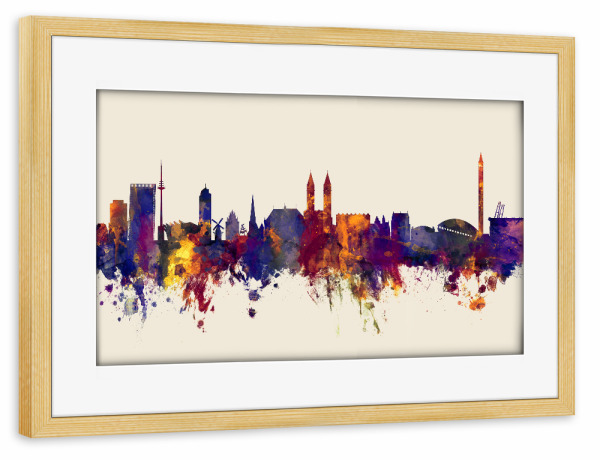 Poster mit Rahmen kiefer "Bremen Germany Skyline Autumn" artboxONE - Städte