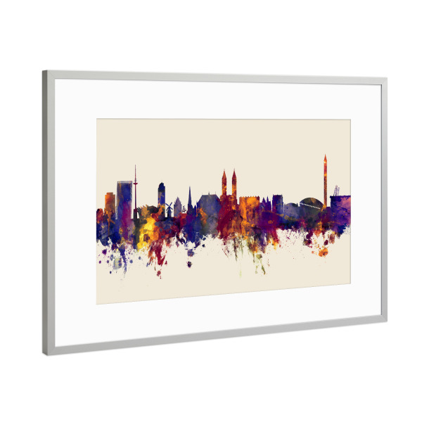 Poster mit Rahmen Silber "Bremen Germany Skyline Autumn" artboxONE - Städte