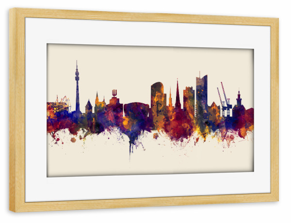 Poster mit Rahmen kiefer "Dortmund Germany Skyline Autumn" artboxONE - Städte