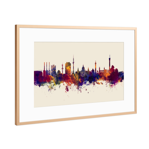 Poster mit Rahmen Kupfer "Hannover Germany Skyline Autumn" artboxONE - Städte