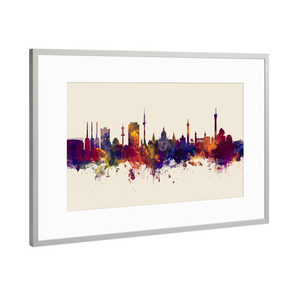 Poster mit Rahmen Silber "Hannover Germany Skyline Autumn" artboxONE - Städte