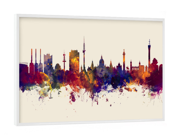 Poster mit weißem Rahmen "Hannover Germany Skyline Autumn" artboxONE - Städte