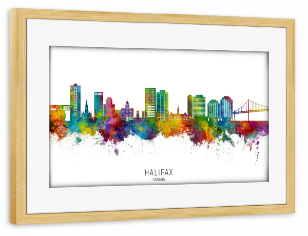 Poster mit Rahmen kiefer "Halifax Canada Skyline txt" artboxONE - Städte