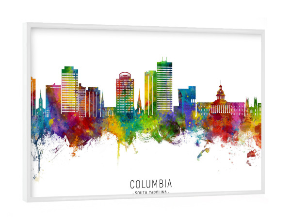 Poster mit weißem Rahmen "Columbia Skyline txt" artboxONE - Städte