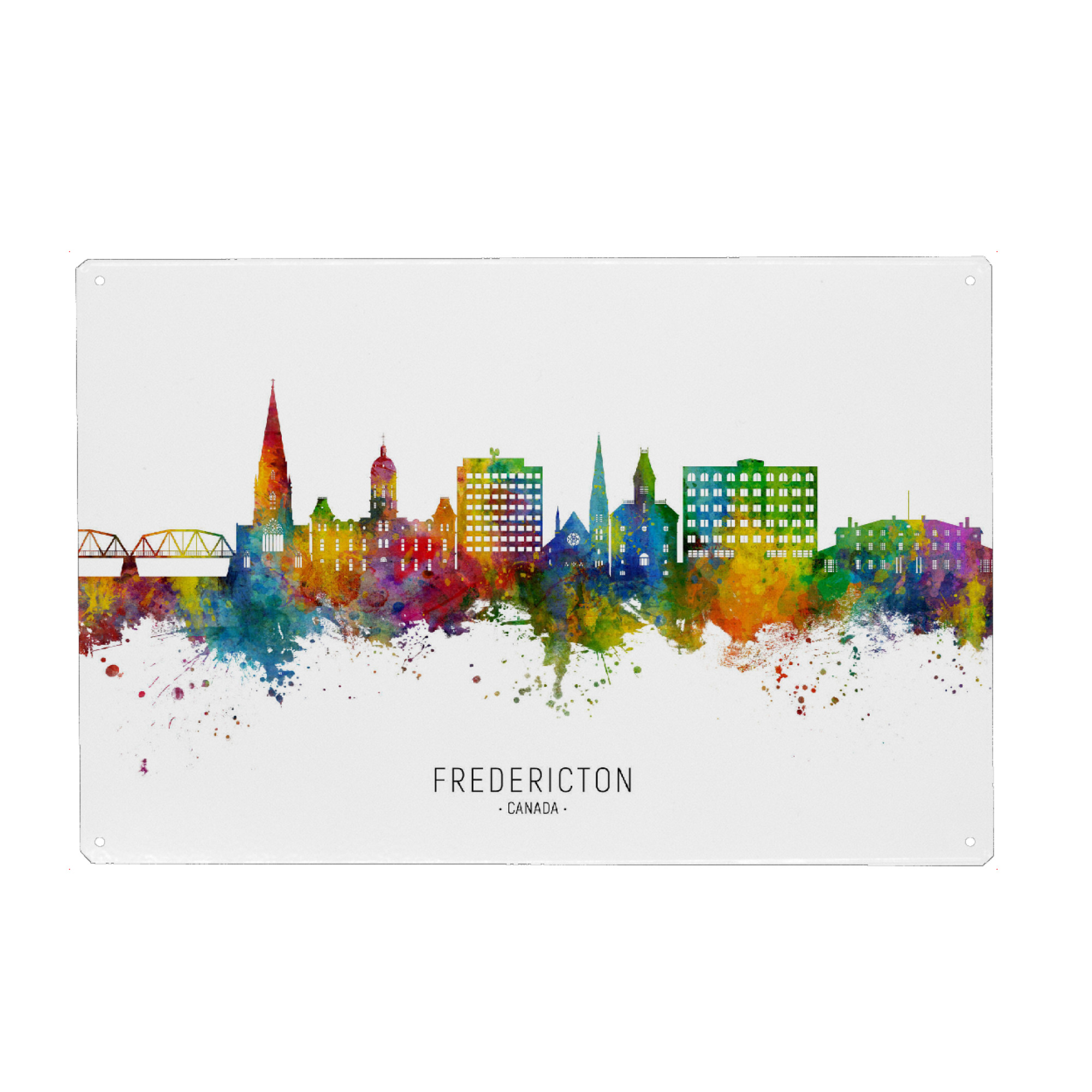 Metall Poster "Fredericton Canada Skyline txt" artboxONE - Städte