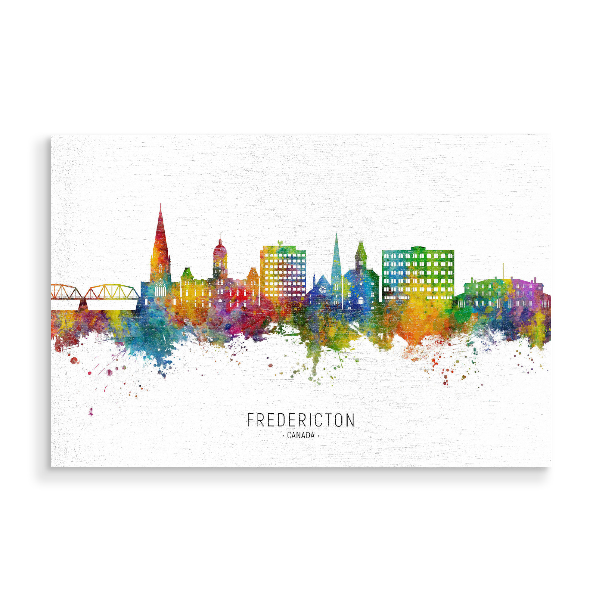 Holzbild "Fredericton Canada Skyline txt" artboxONE - Städte