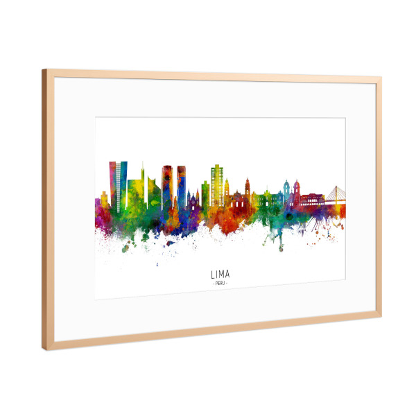 Poster mit Rahmen Kupfer "Lima Peru Skyline txt" artboxONE - Städte