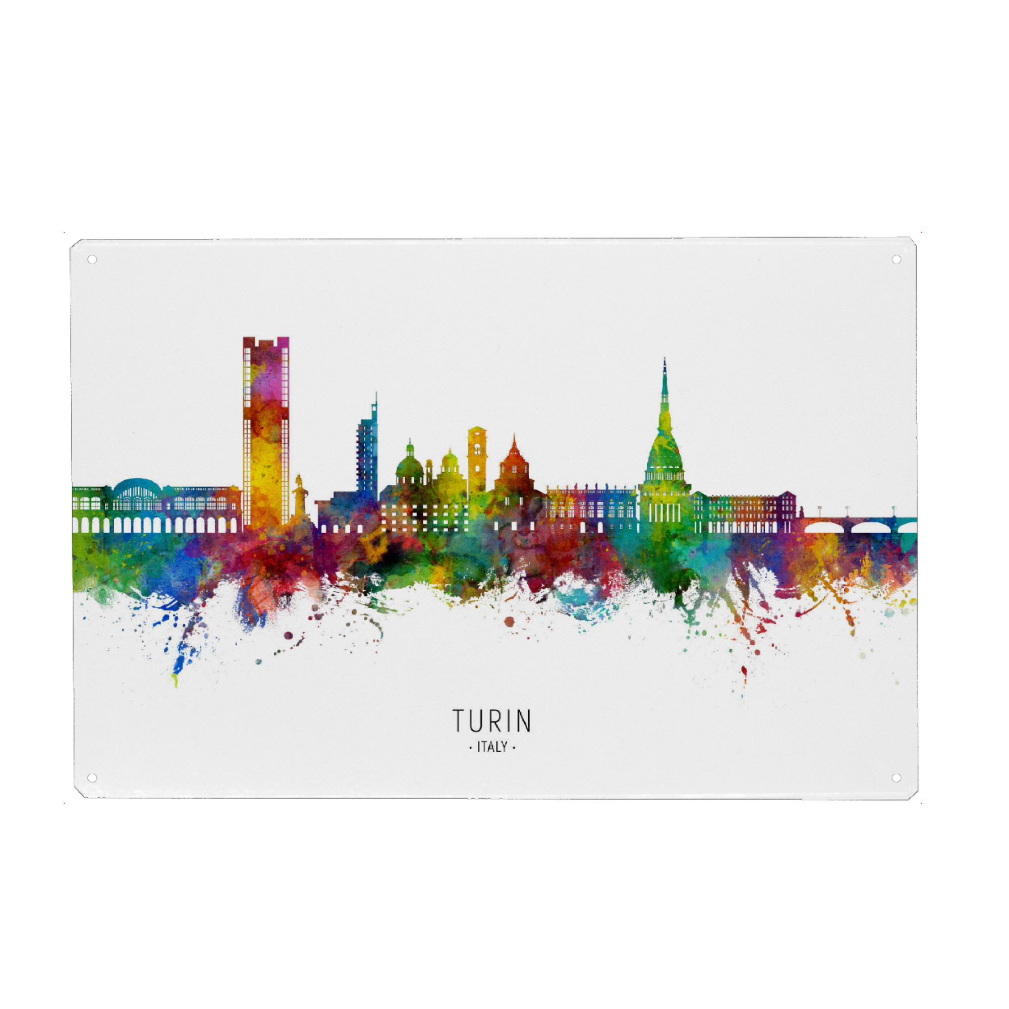 Metall Poster "Turin Italy Skyline txt" artboxONE - Städte