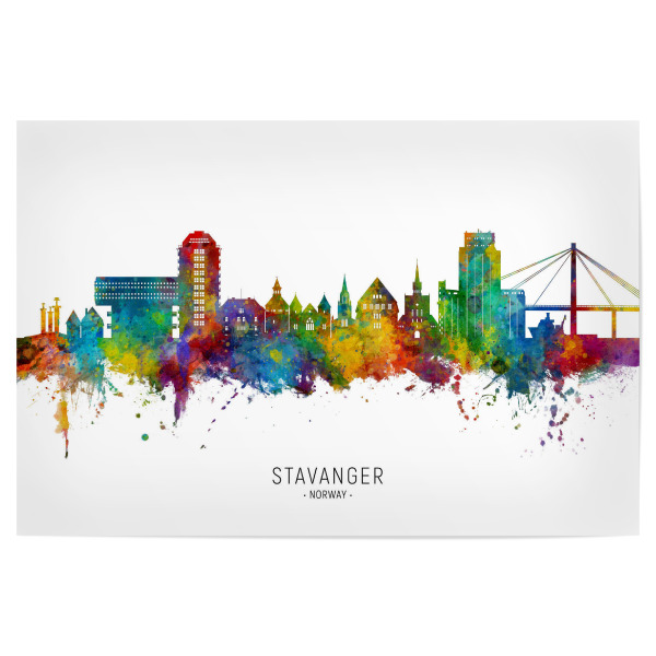 Poster 30x20 cm "Stavanger Norway Skyline txt" artboxONE - Städte