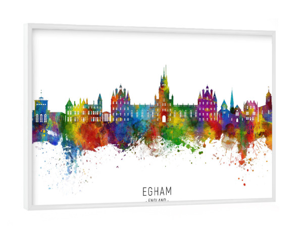 Poster mit weißem Rahmen "Egham England Skyline txt" artboxONE - Städte