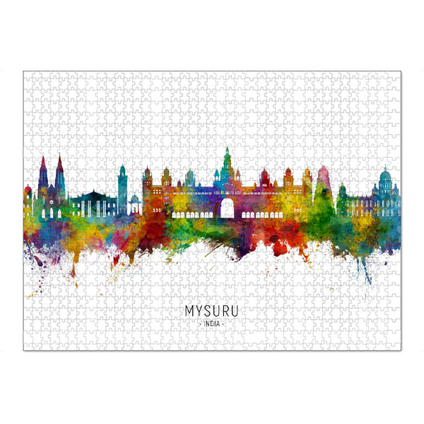 Puzzle Ravensburger "Mysuru Skyline India txt" artboxONE - Städte