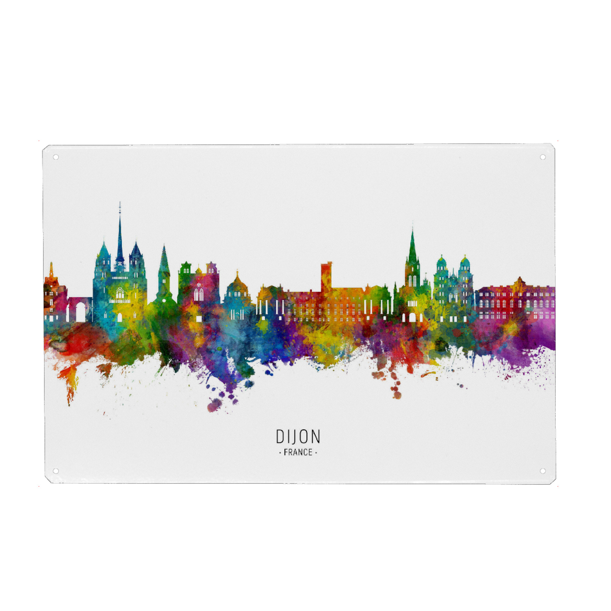 Metall Poster "Dijon France Skyline txt" artboxONE - Städte