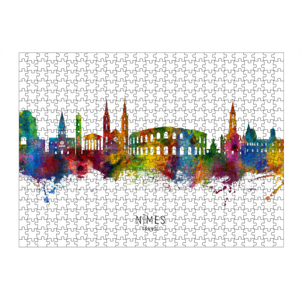Puzzle Ravensburger "Nîmes France Skyline txt" artboxONE - Städte