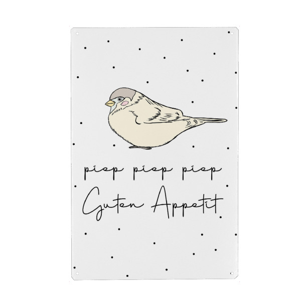 Metall Poster "Guten Appetit, Piep" artboxONE - Typografie,Tiere,Essen & Trinken,Lustig
