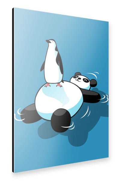 Alu-Dibond "Penguin on top of kawaii panda" 30x20 cm artboxONE