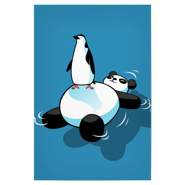 Poster "Penguin on top of kawaii panda" artboxONE - Tiere,Comic