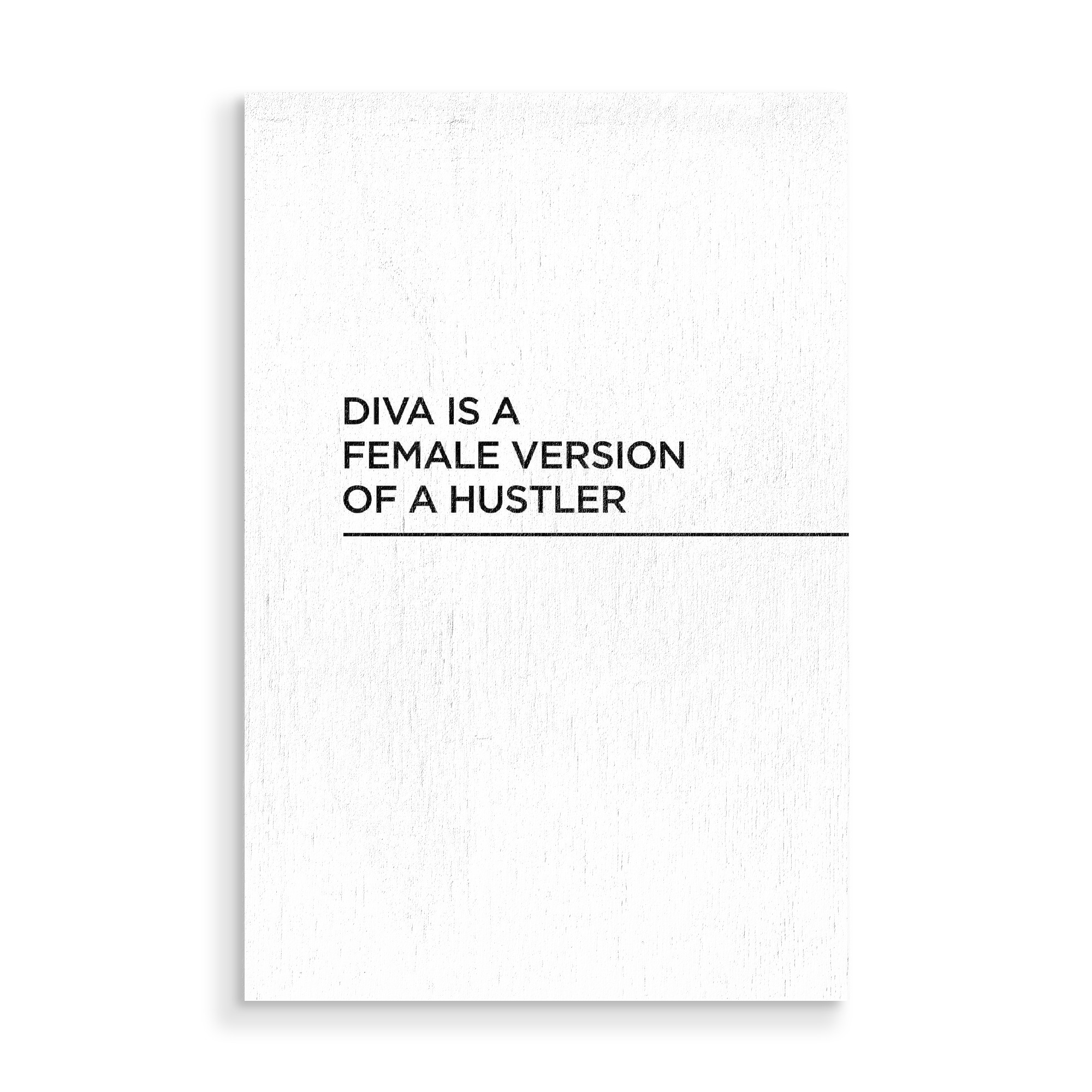 Holzbild "DIVA IS" artboxONE - Typografie,Schwarzweiß,Musik,Fashion