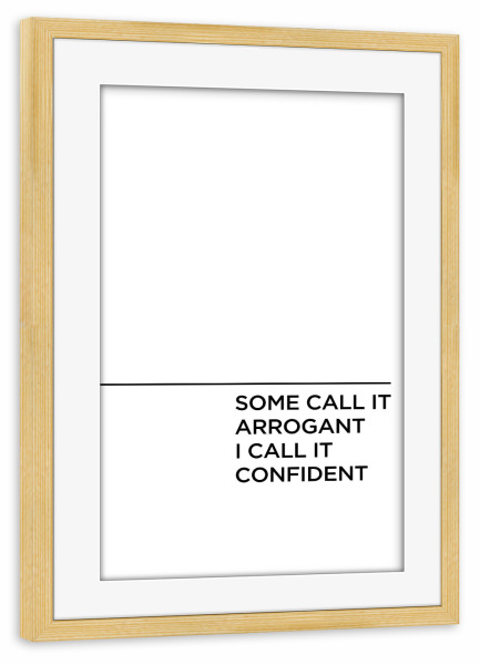 Poster mit Rahmen kiefer "CONFIDENT" artboxONE - Typografie,Schwarzweiß,Musik,Fashion