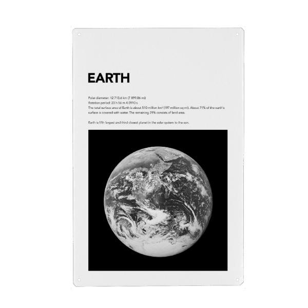Metall Poster "EARTH - Space" artboxONE - Typografie,Schwarzweiß,Galaxy