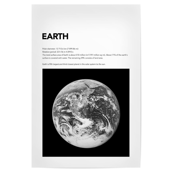 Poster 30x20 cm "EARTH - Space" artboxONE - Typografie,Schwarzweiß,Galaxy