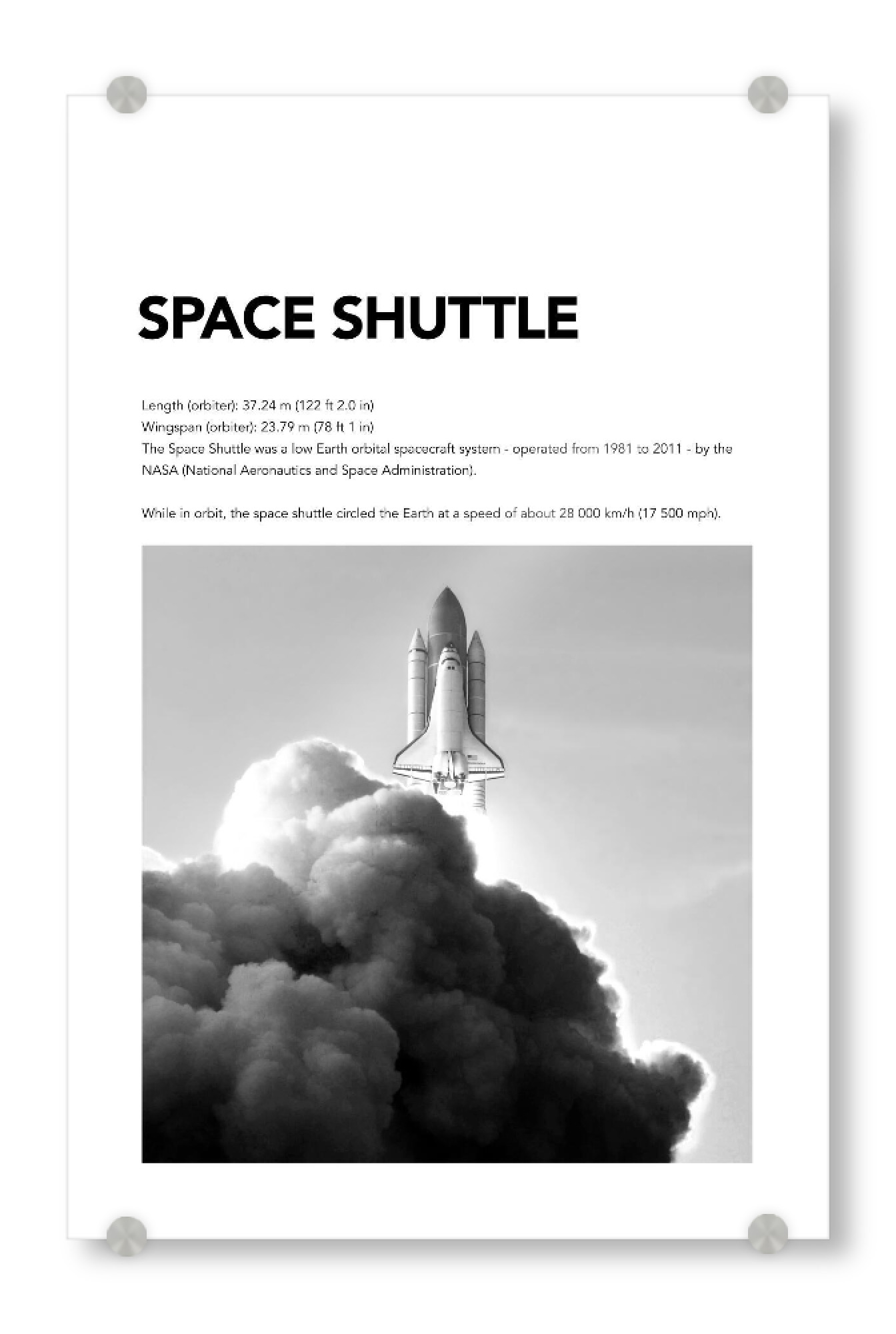 Acrylglasbild "SPACE SHUTTLE - Space" artboxONE - Typografie,Schwarzweiß,Galaxy