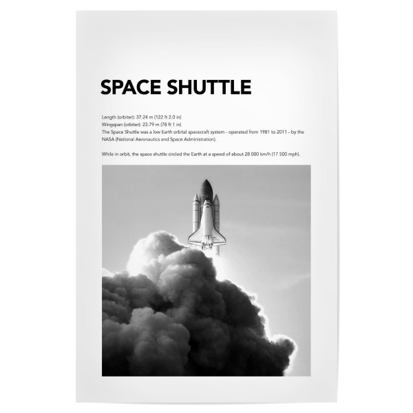Poster 30x20 cm "SPACE SHUTTLE - Space" artboxONE - Typografie,Schwarzweiß,Galaxy