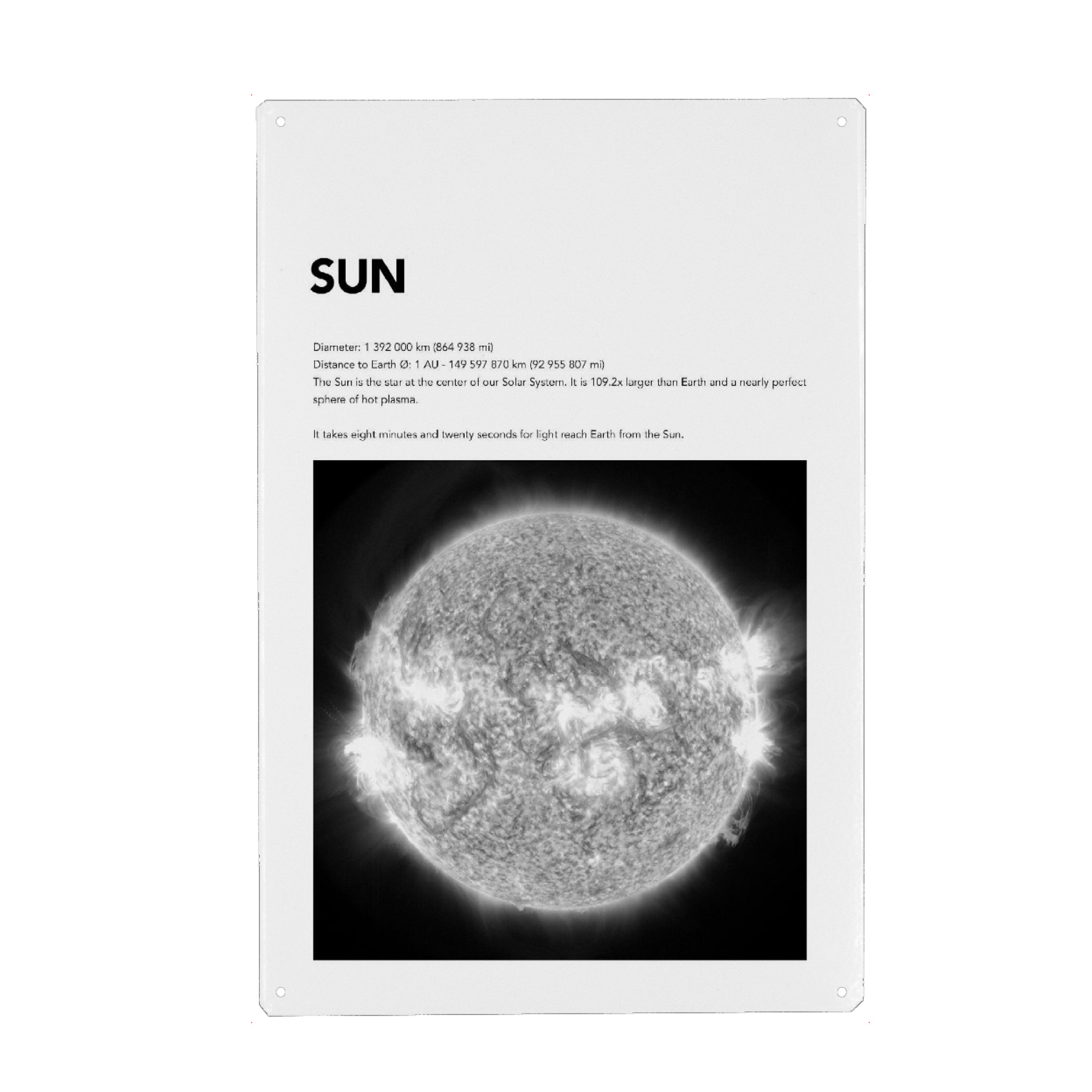 Metall Poster "SUN - Space" artboxONE - Typografie,Schwarzweiß,Galaxy