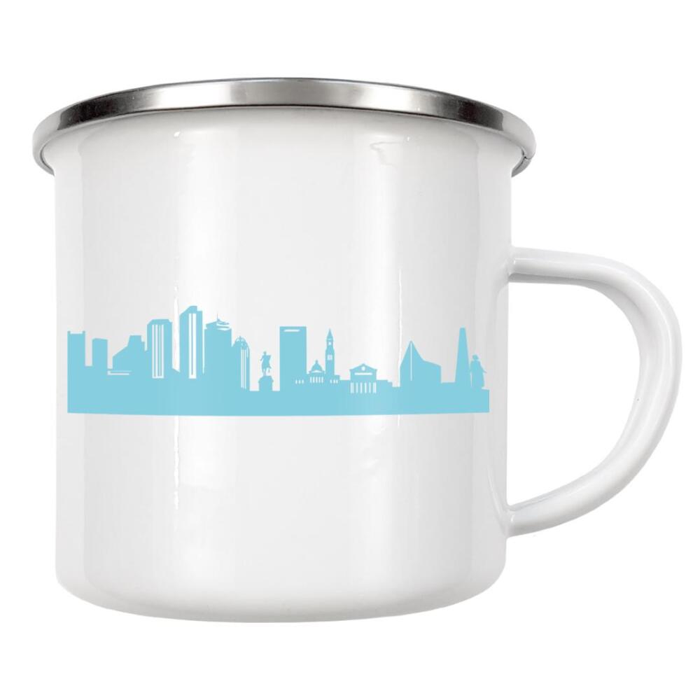 Emaille Tasse "BREMEN 08 Skyline Pastel-Blue Print monochrome" artboxONE - Reise,Abstrakt,Architektur,Städte / Weitere