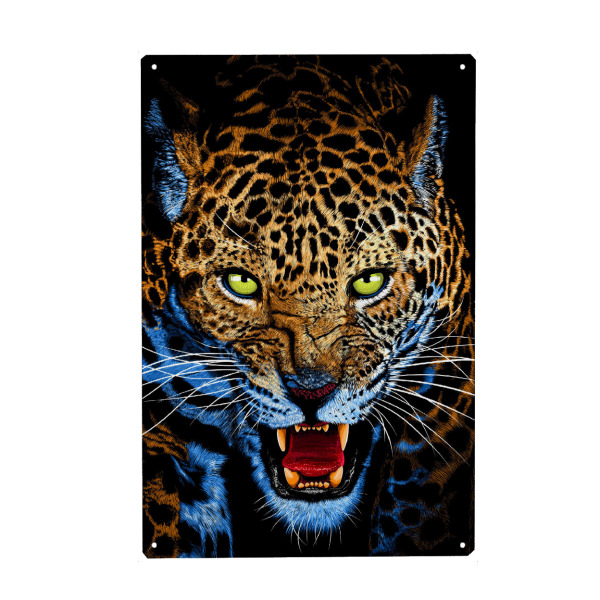 Holzbild "Aggressive Leopard Face" artboxONE - Tiere