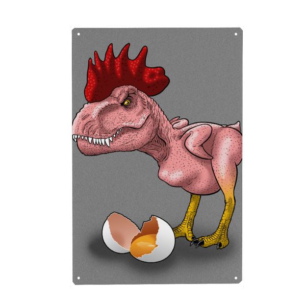Metall Poster "Rooster rex" artboxONE - Tiere,Lustig
