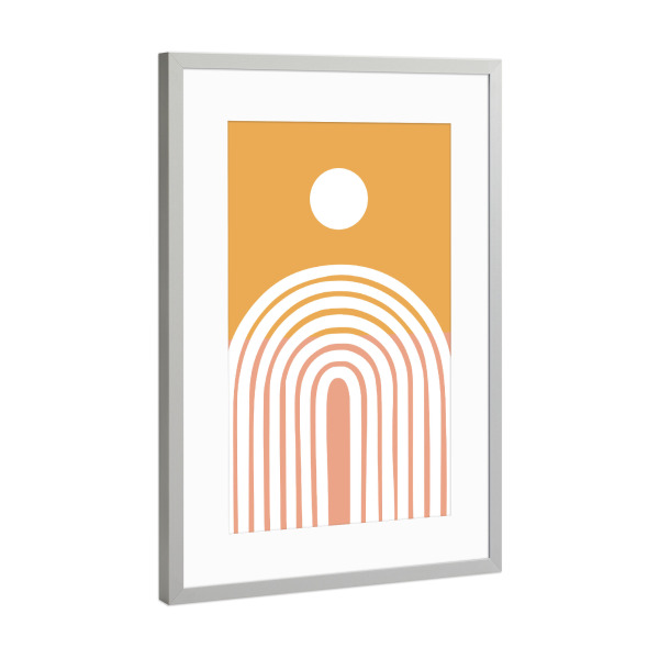 Poster mit Rahmen Silber "Sunshine Curves" artboxONE - Abstrakt,Geometrie