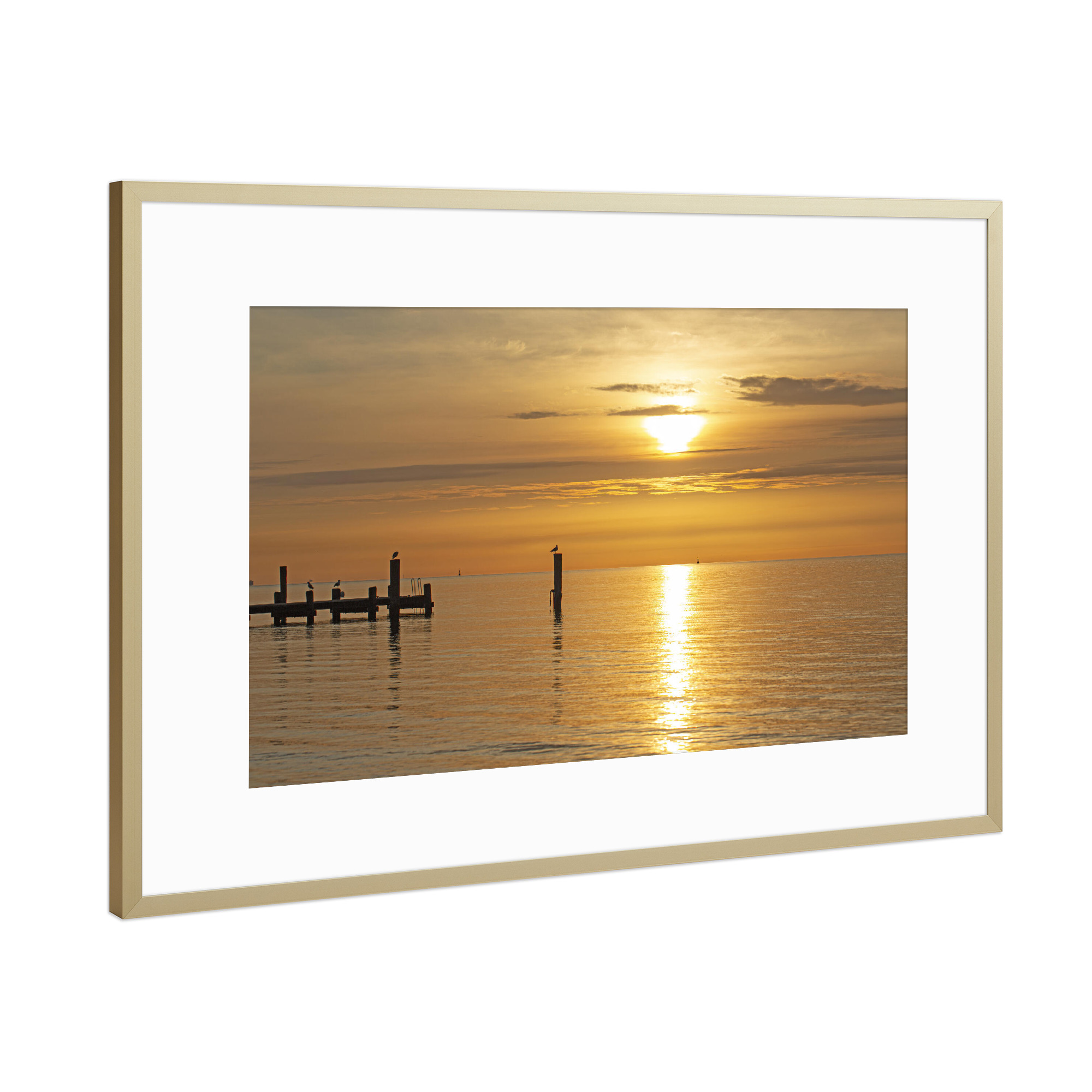 Poster mit Rahmen Gold "Goldener Morgen am Ostseestrand" artboxONE - Reise,Reise / Strand und Meer,Reise / Länder