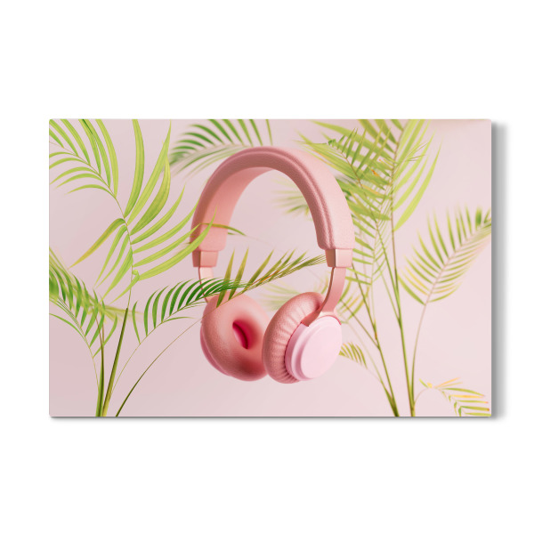 Galerie-Print "Pink headphones with plants" 30x20 cm artboxONE