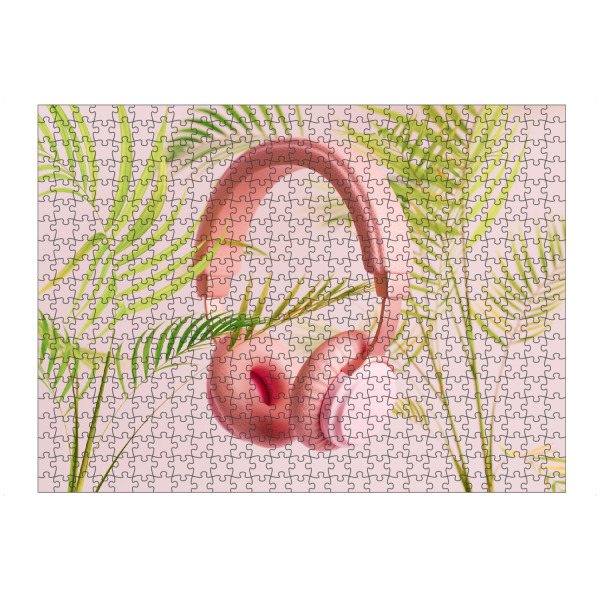 artboxONE Puzzle "Pink headphones with plants" artboxONE - Natur,Floral,Musik