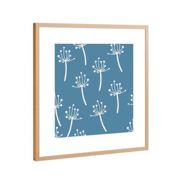 Poster mit Rahmen Kupfer "Wildflower pattern - blue" artboxONE - Natur,Floral,Abstrakt