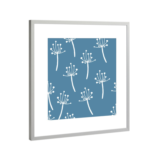 Poster mit Rahmen Silber "Wildflower pattern - blue" artboxONE - Natur,Floral,Abstrakt