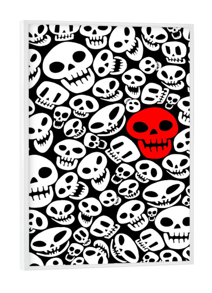 Poster mit weißem Rahmen "Funny skulls" artboxONE - Halloween - Smiling skulls,Halloween,Mexican party,Horror,Funny pattern,Skeleton,Scary