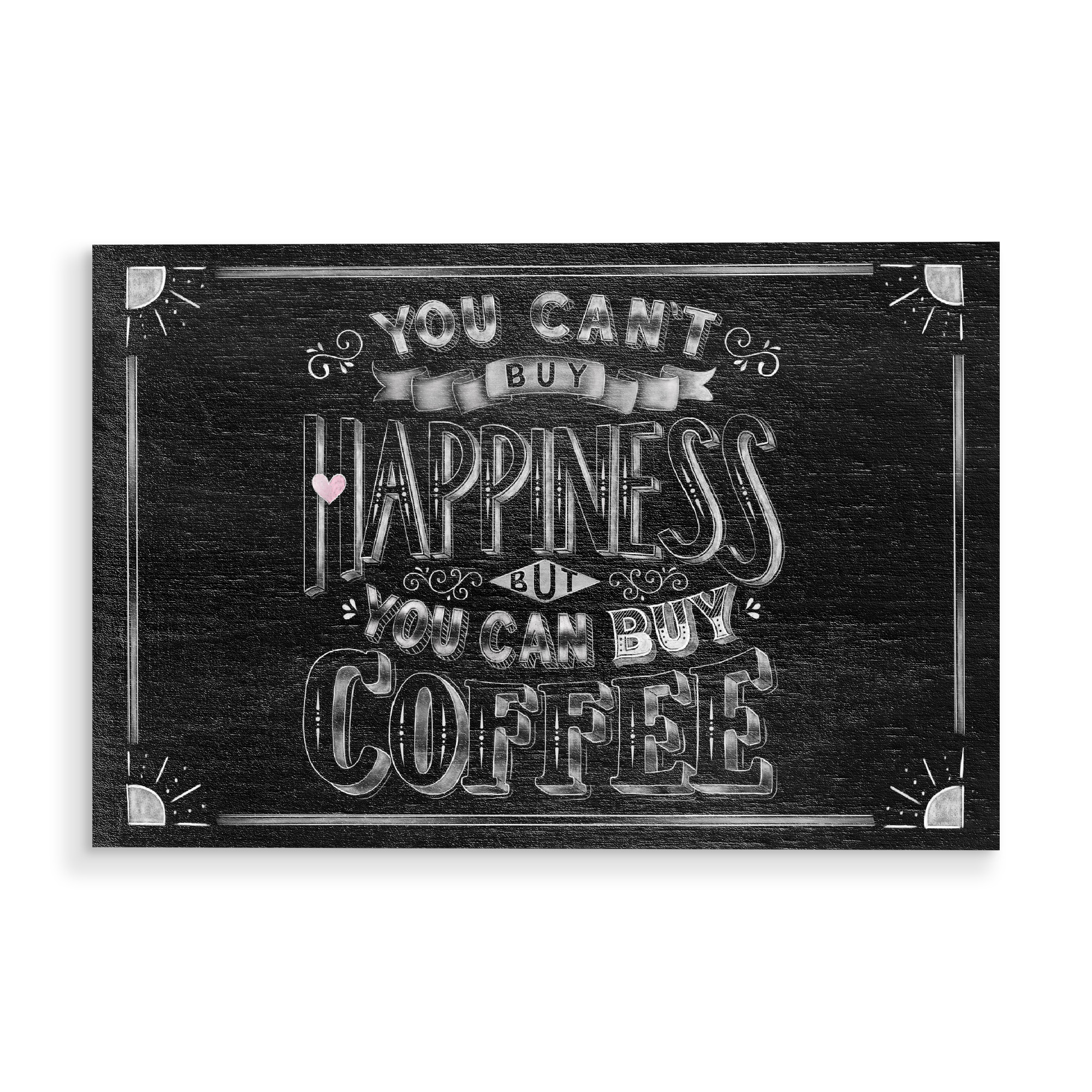Holzbild "Kaffee ist Glückseligkeit" artboxONE - Typografie,Essen & Trinken,Lustig