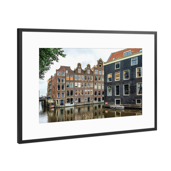 Poster mit Rahmen Schwarz (Metallic) "Amsterdam City" artboxONE - Städte,Reise,Architektur,Reise / Länder,Städte / Amsterdam