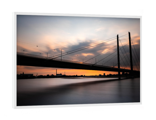 Poster mit weißem Rahmen "Rheinkniebrücke" artboxONE - Städte,Architektur,Städte / Düsseldorf